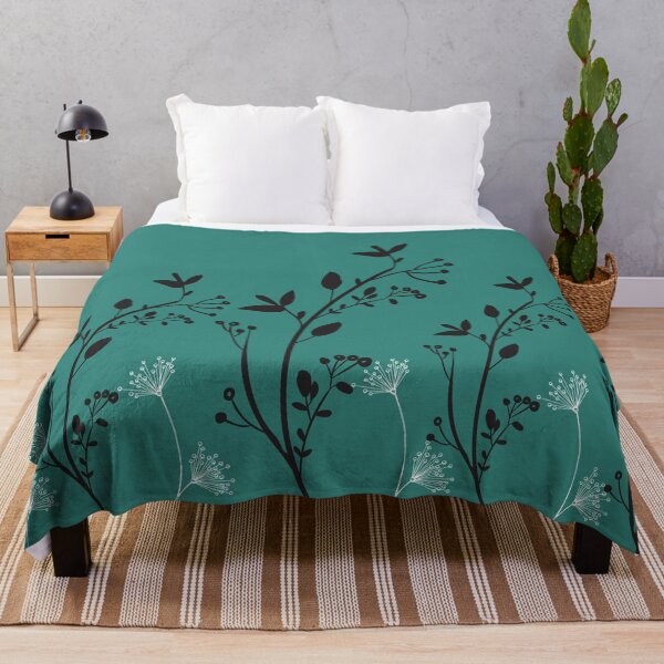 Item preview, Beautiful Black Abstract Flowers, set in Dark Olive Green - Cute Floral designed and sold by Vero De.