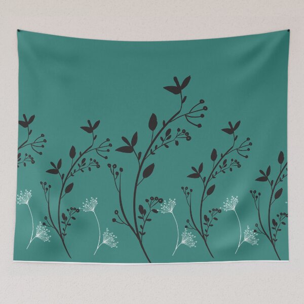Item preview, Beautiful Black Abstract Flowers, set in Dark Olive Green - Cute Floral designed and sold by Vero De.