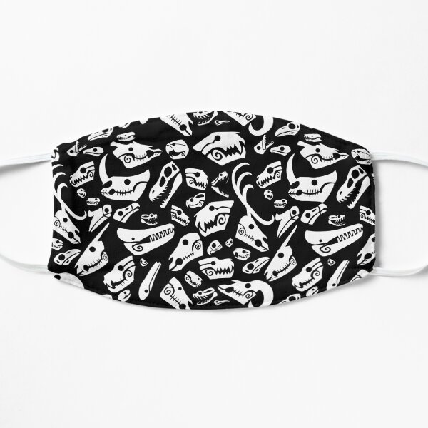 White Animal Skull Glyphs Flat Mask