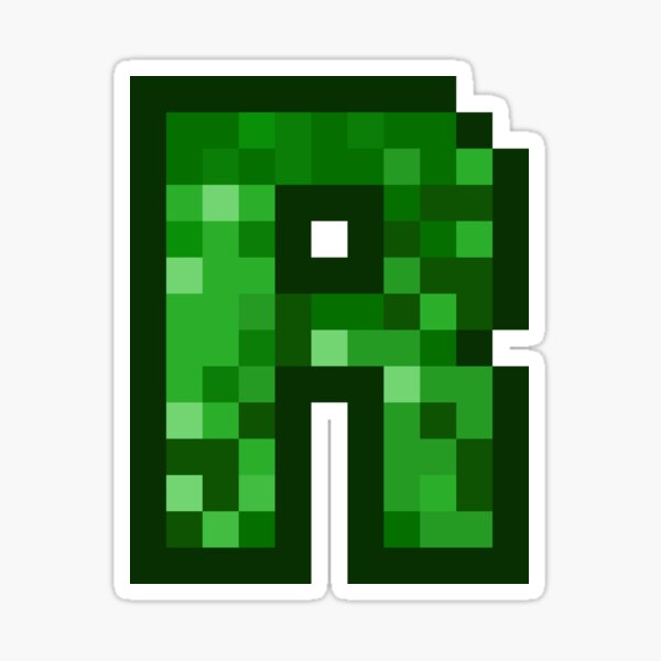 Letter Art Green Retro Pixel Pattern - R Sticker for Sale by