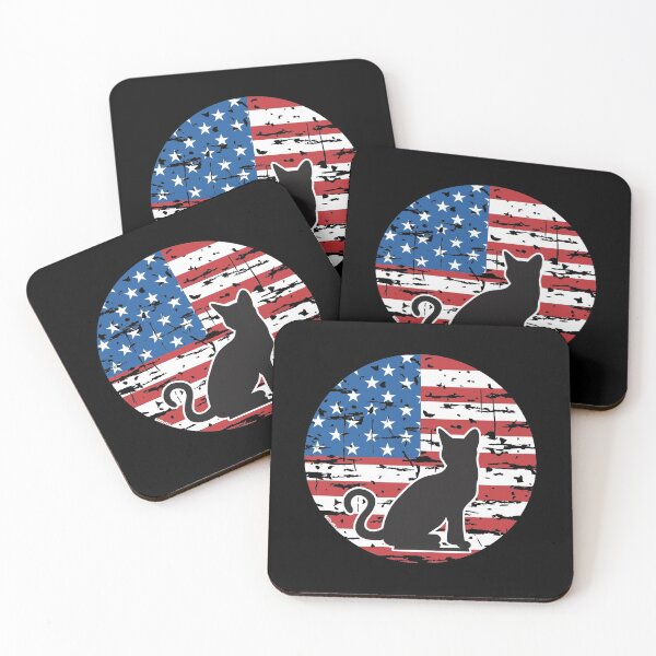 Item preview, BLACK CAT AMERICAN FELINE USA FLAG COLORS 4th of July Design designed and sold by ej-sulu.