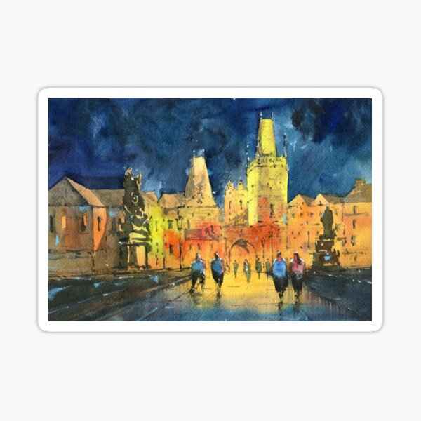 Charles Bridge, Prague - Watercolor Painting Sticker