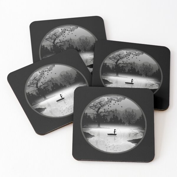 Item preview, young angler in the boat on a beautiful lake designed and sold by Kisho.