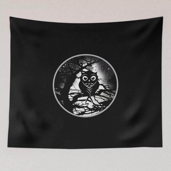 Item preview, little owl sitting on a tree under a full moon designed and sold by Kisho.