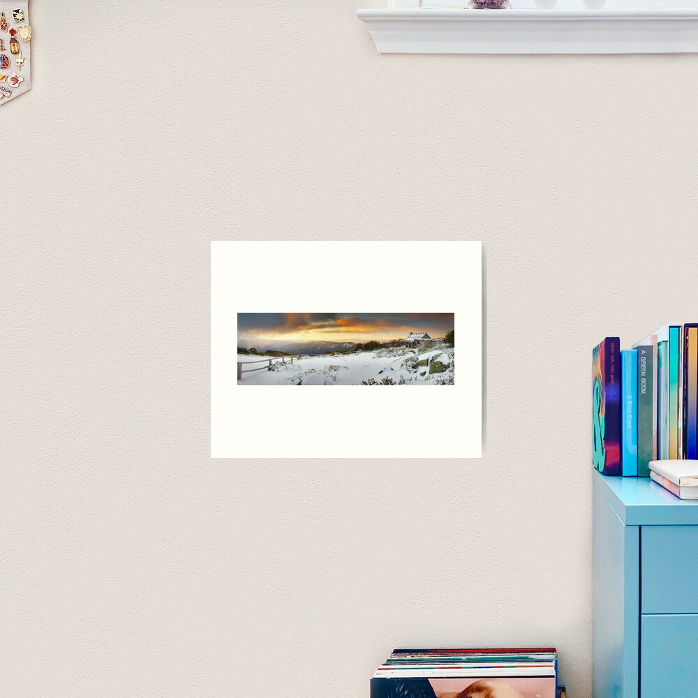 Craigs Hut Winter Sunset, Mt Stirling, Victoria, Australia Art Print