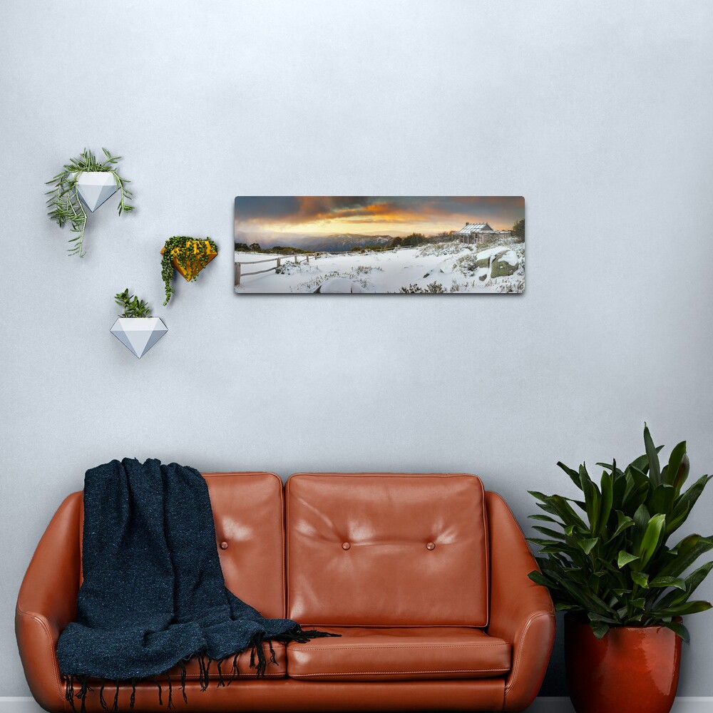 Craigs Hut Winter Sunset, Mt Stirling, Victoria, Australia Metal Print