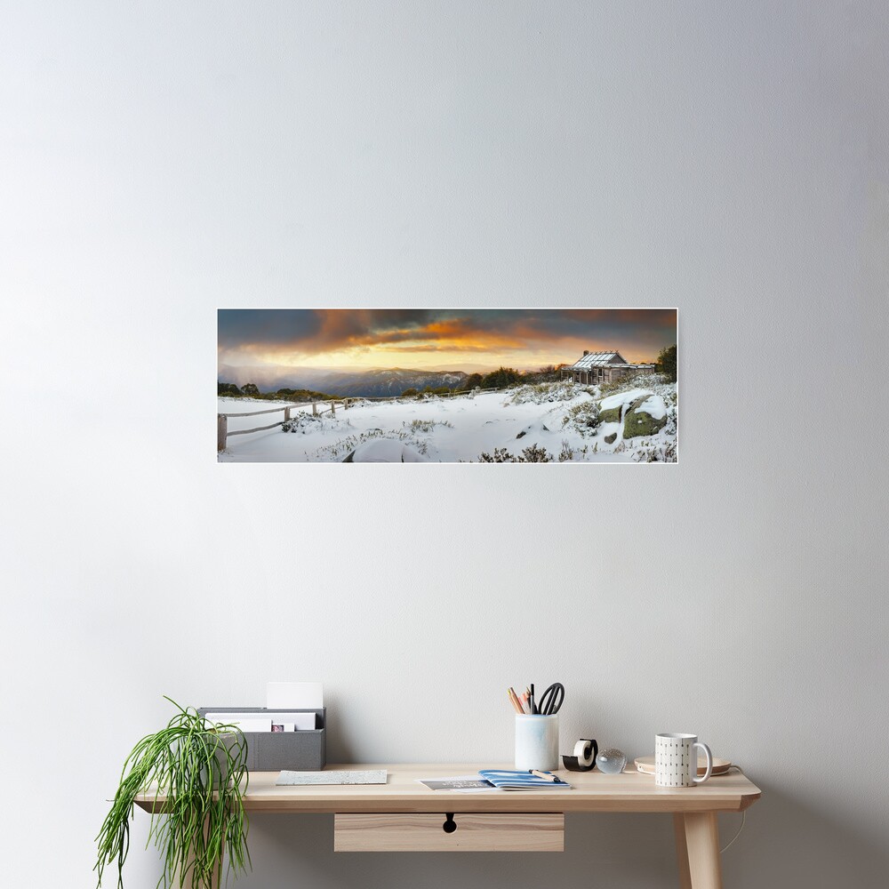 Craigs Hut Winter Sunset, Mt Stirling, Victoria, Australia Poster