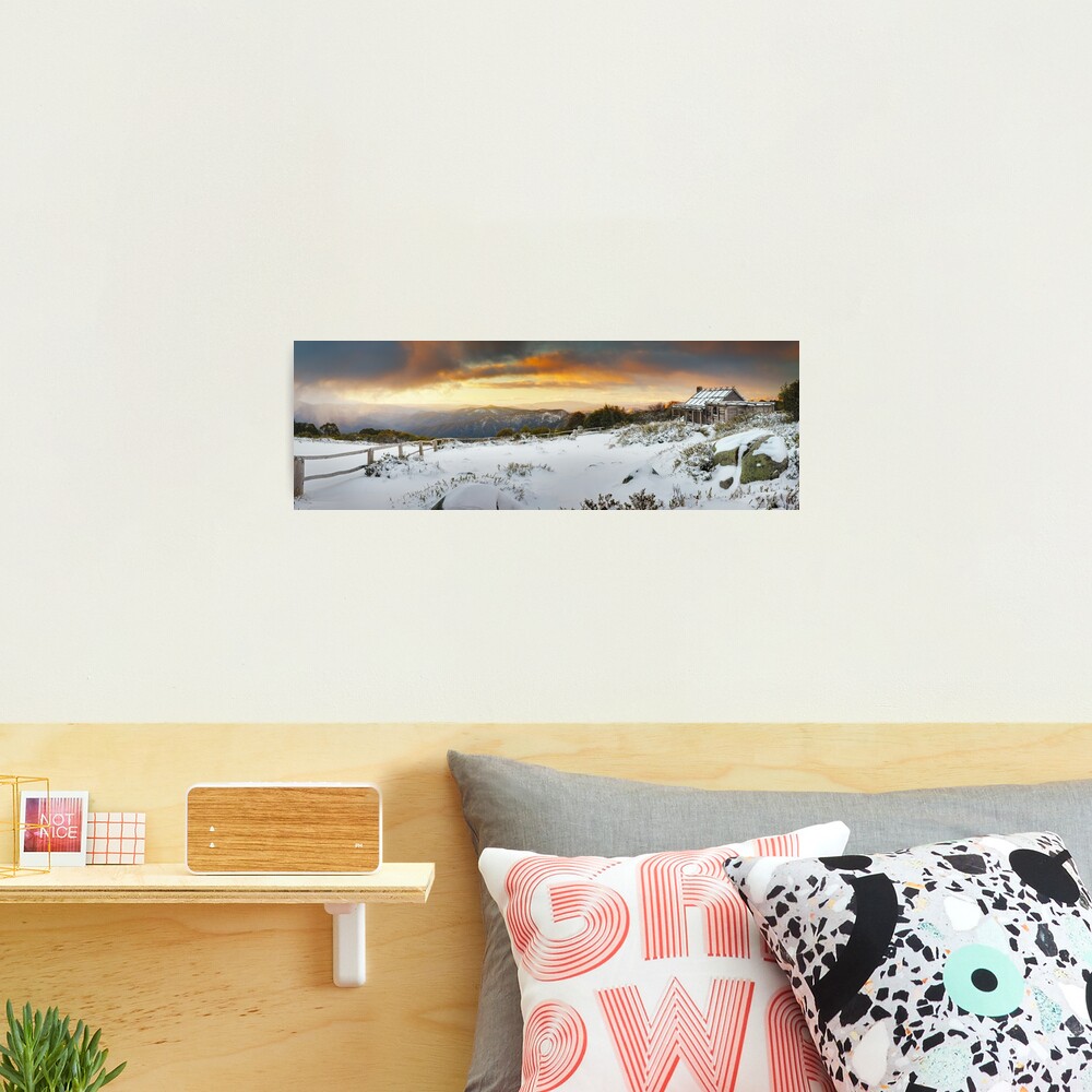 Craigs Hut Winter Sunset, Mt Stirling, Victoria, Australia Photographic Print