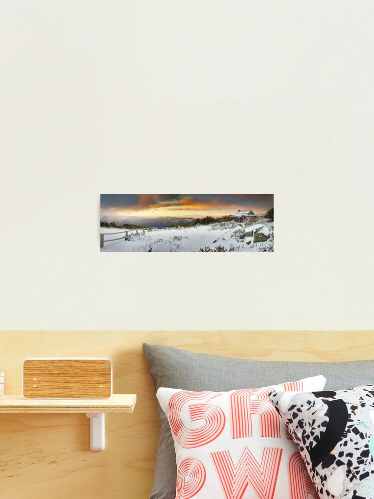 Thumbnail 2 of 3, Photographic Print, Craigs Hut Winter Sunset, Mt Stirling, Victoria, Australia designed and sold by Chockstone.