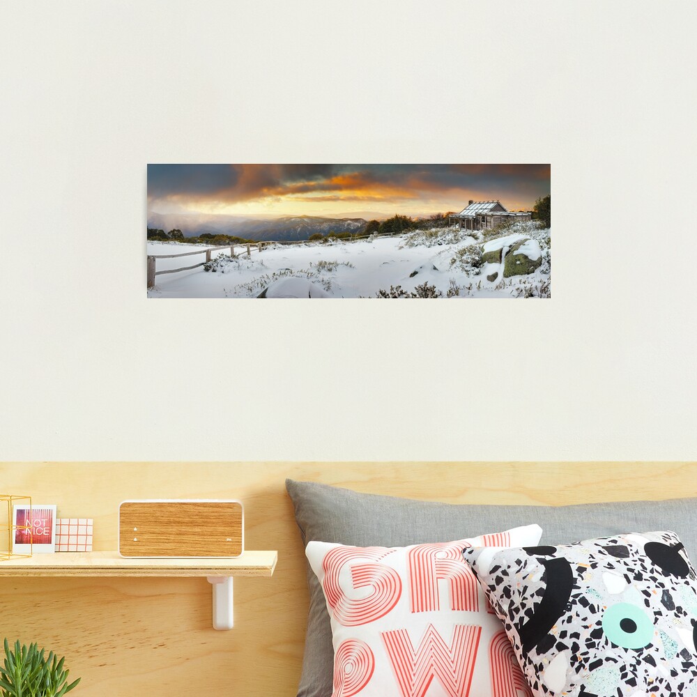 Craigs Hut Winter Sunset, Mt Stirling, Victoria, Australia Photographic Print