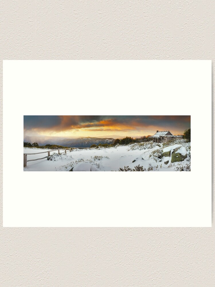 Alternate view of Craigs Hut Winter Sunset, Mt Stirling, Victoria, Australia Art Print