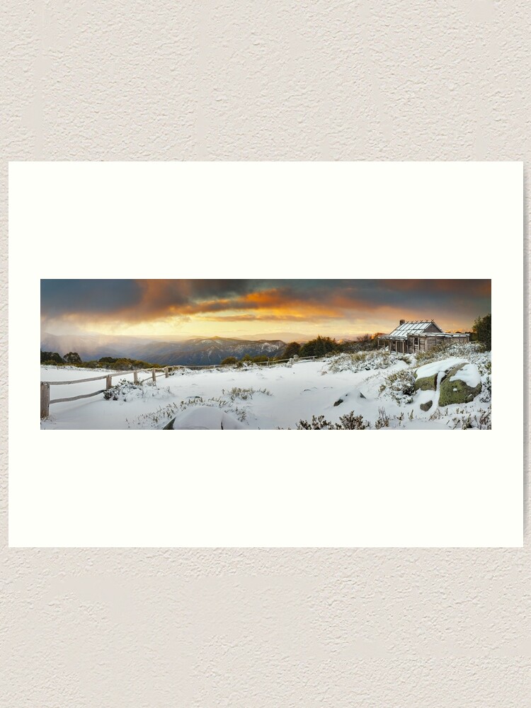 Alternate view of Craigs Hut Winter Sunset, Mt Stirling, Victoria, Australia Art Print