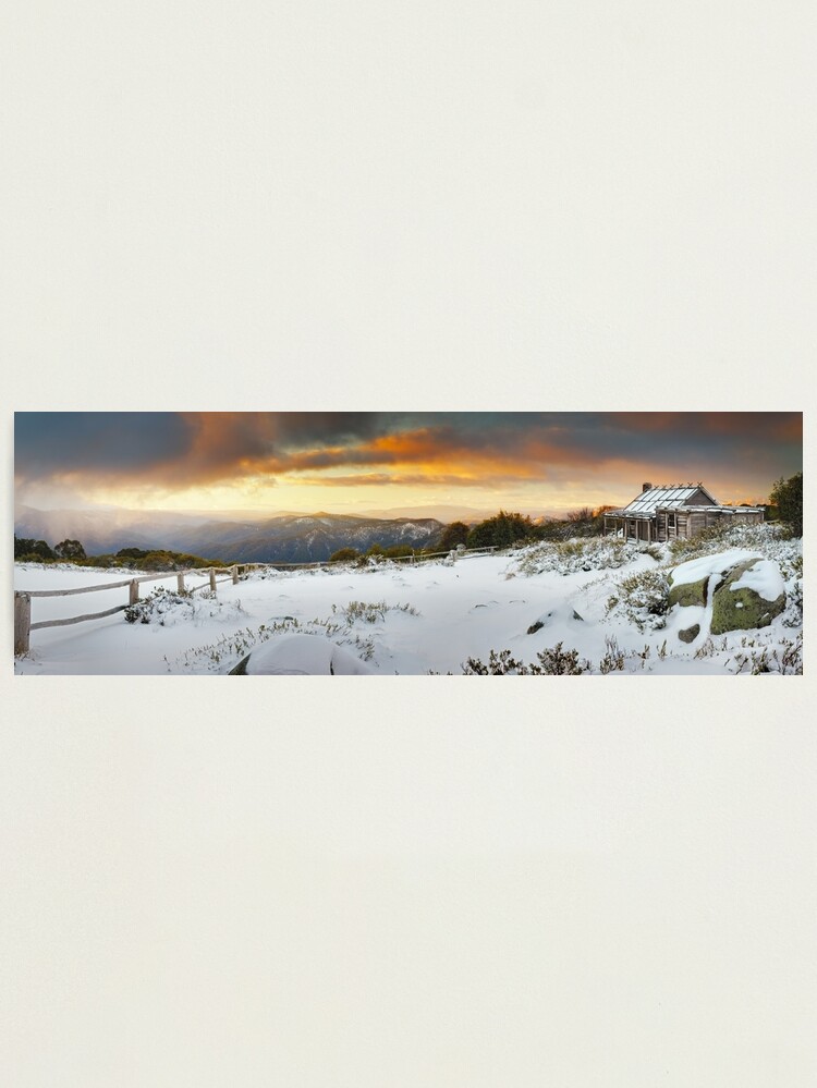 Alternate view of Craigs Hut Winter Sunset, Mt Stirling, Victoria, Australia Photographic Print