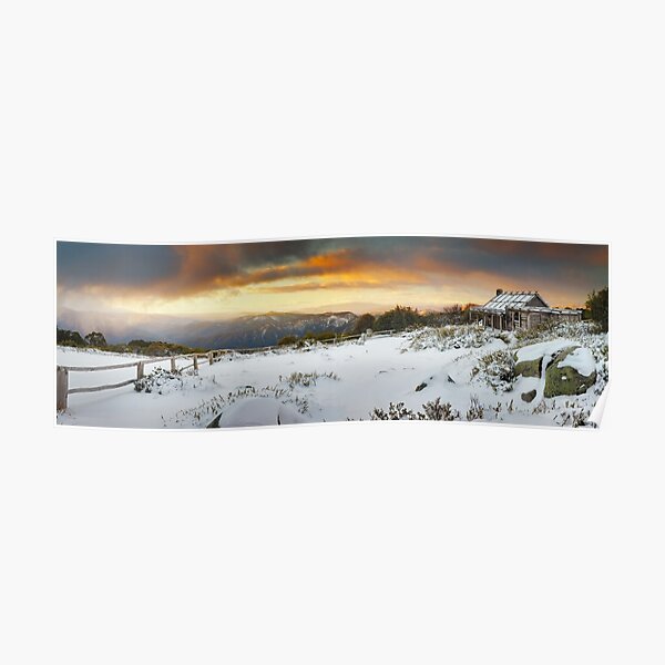 Craigs Hut Winter Sunset, Mt Stirling, Victoria, Australia Poster