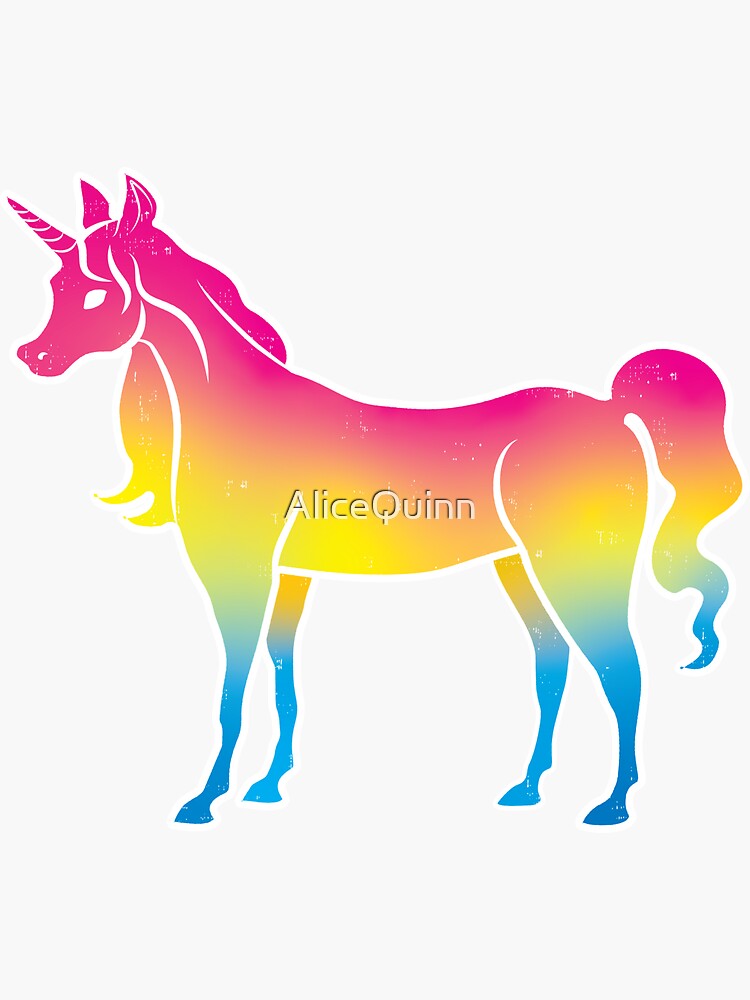 Pansexual Pride Unicorn On Black Sticker For Sale By Alicequinn