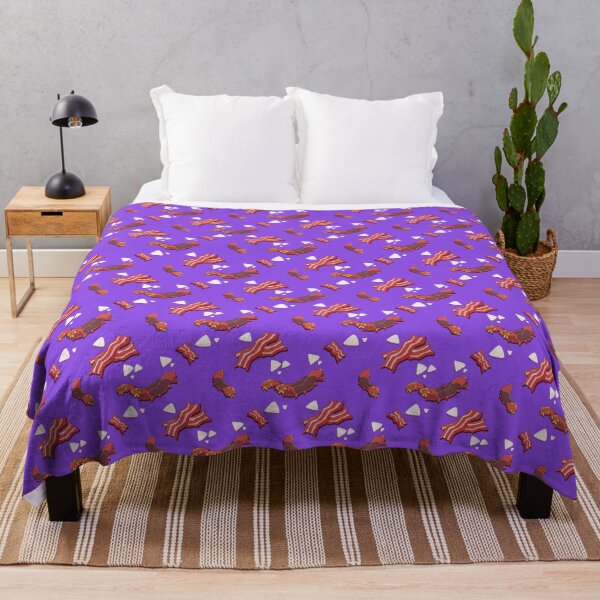 Oh Worm it's Bacon Time! (Purple) Throw Blanket