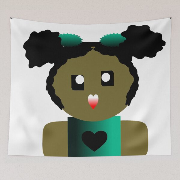 Item preview, CUTE LTIILE GIRL WITH PUFF BALLS designed and sold by RetroPlaceee.