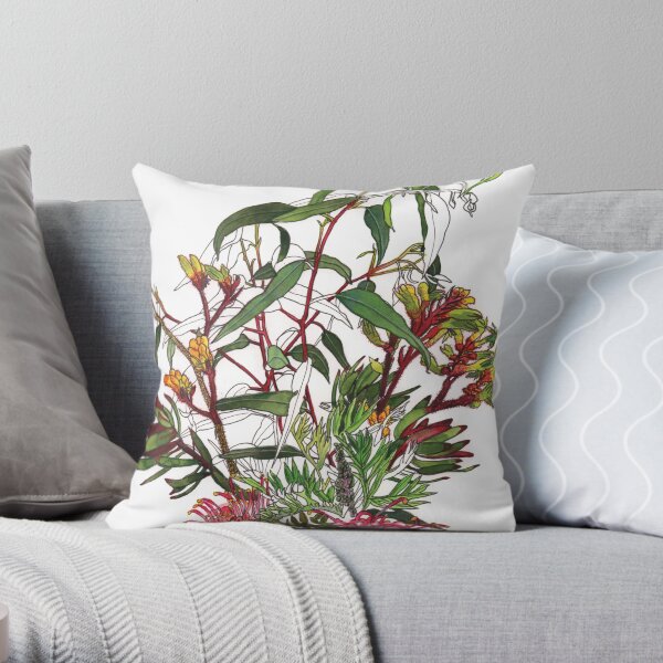 Native flower arrangement Throw Pillow
