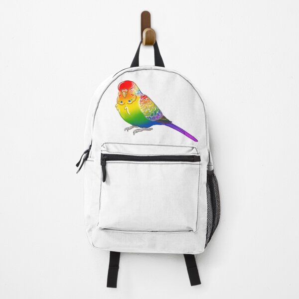 Item preview, LGBT+ Rainbow Pride Budgie designed and sold by AdoraBirdArt.