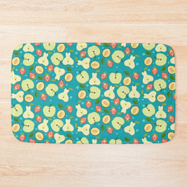 Item preview, A pattern of plums, pears, and apples cut in half and floating in the water. designed and sold by LionKsi89.