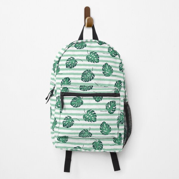 Item preview, Hawaiian Tropical Exotic Horizontal Stripes Monstera Leaves Pattern designed and sold by Cre8iveLady.