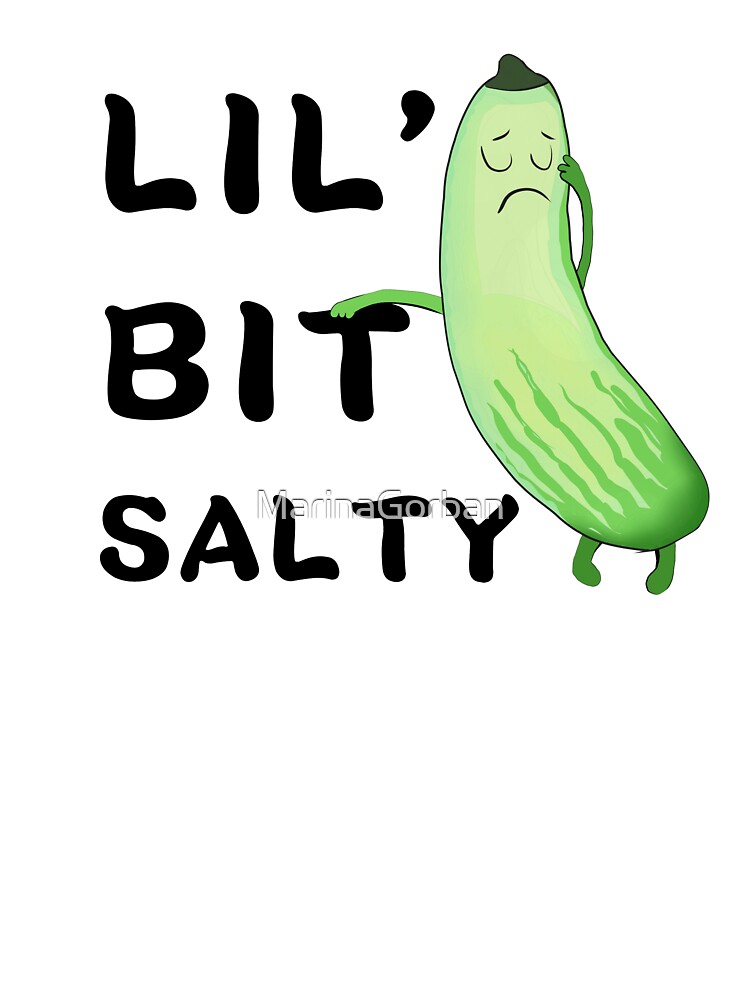 Lil Bit Salty Pickle Cucumber Drawing - Funny Mood Quotes Kids T-Shirt for  Sale by MarinaGorban