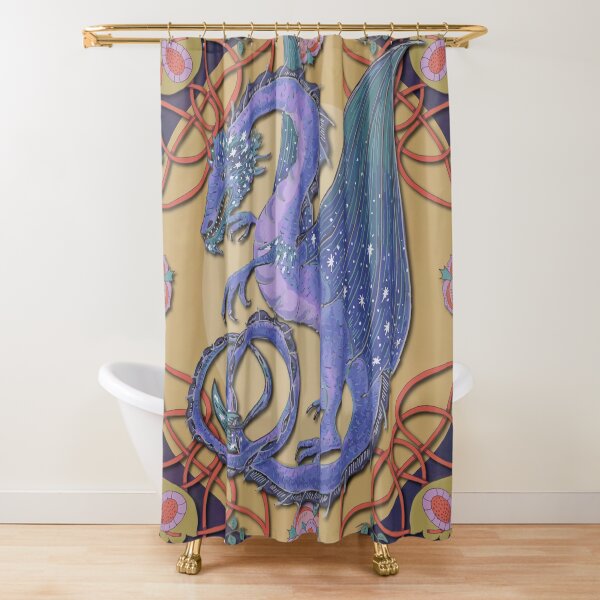 Celtic Medieval Celestial Sky Dragon Shower Curtain