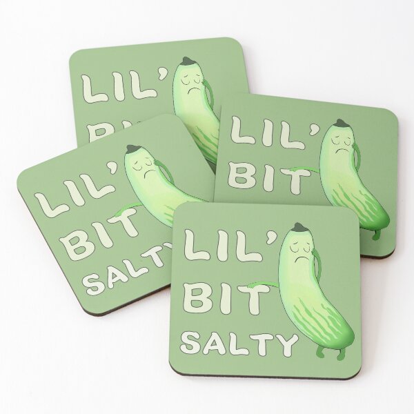 Item preview, Just A Lil Bit Salty Pickle Cucumber Drawing - Funny Mood Quotes designed and sold by ViewerEqualsPhoton.