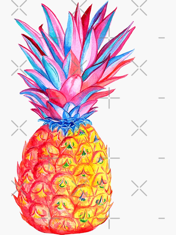 "Colorful Rainbow Watercolor Pineapple" Sticker for Sale by ...