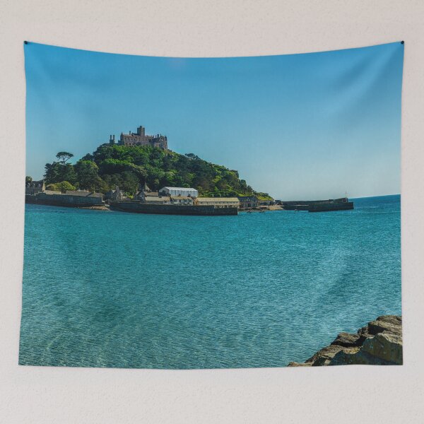 Item preview, St Michaels mount Cornwall.summer day ,blue sky and crystal clear water designed and sold by kathleenjean.