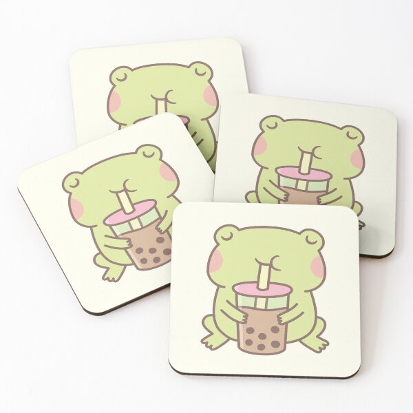 Item preview, Cute Frog Drinking Boba Bubble Tea designed and sold by rustydoodle.