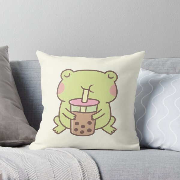 Item preview, Cute Frog Drinking Boba Bubble Tea designed and sold by rustydoodle.