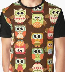 Adorable Retro Fall Owls Graphic T-Shirt