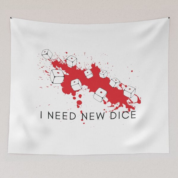 Item preview, I Need New Dice - Tabletop Wargaming Meme with Lots of Dice and Critical Fail - Dark Print designed and sold by GeekyMumDesigns.