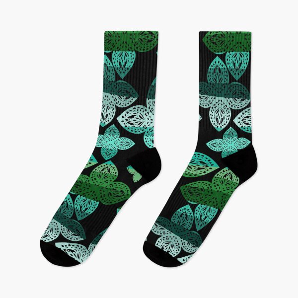 Item preview, Doodle Floral Vibes - Negro y verde azulado designed and sold by Squarebird.