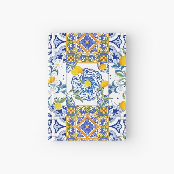 Artikel-Vorschau von Sommer, Zitrusfrüchte, Mosaikhintergrund, mediterraner Stil, Zitronenfruchtmuster, designt und verkauft von MariaMarinova.