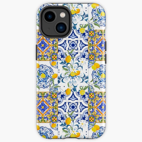 Summer,citrus,mosaic background ,Mediterranean style,lemon fruit pattern iPhone Tough Case