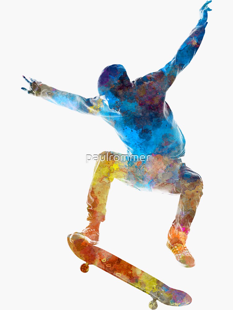 Man skateboard 01 in watercolor by paulrommer