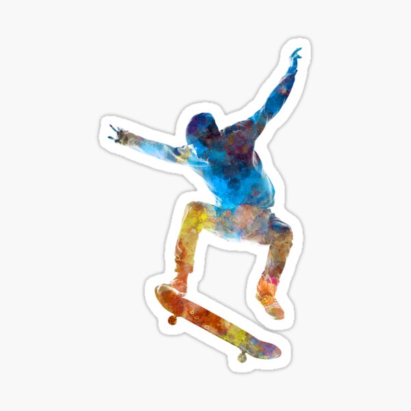Man skateboard 01 in watercolor Sticker