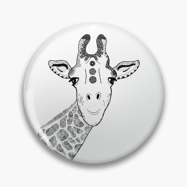Artikelvorschau, Giraffe kompliziertes Muster, das schwarz und weiß zeichnet entworfen und verkauft von Thought2reality.
