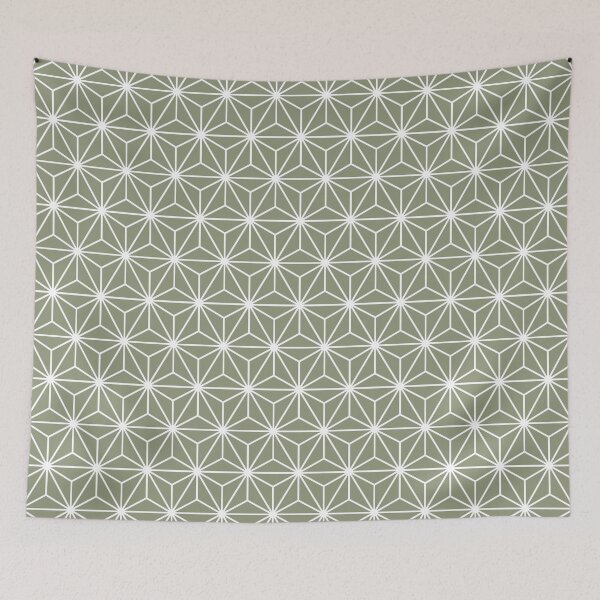 Item preview, Antichoke Green White Asanoha - Japanese Traditional Pattern designed and sold by KinitaDesign.