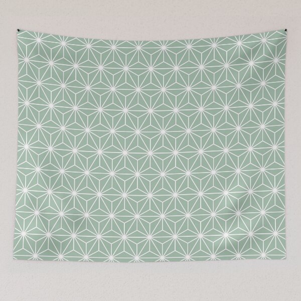 Item preview, Cambridge Blue Green White Asanoha - Japanese Traditional Pattern designed and sold by KinitaDesign.
