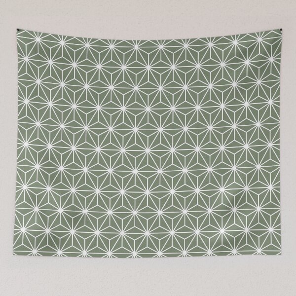 Item preview, Camouflage Green White Asanoha - Japanese Traditional Pattern designed and sold by KinitaDesign.