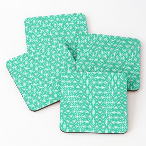 Item preview, Caribbean Green White Asanoha - Japanese Traditional Pattern designed and sold by KinitaDesign.