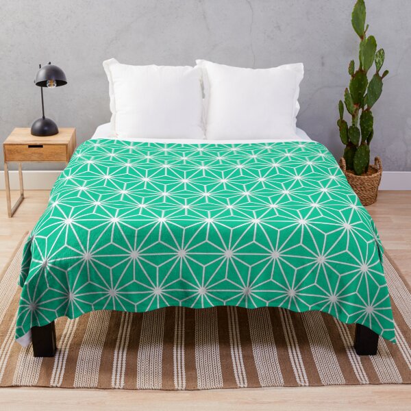 Item preview, Caribbean Green White Asanoha - Japanese Traditional Pattern designed and sold by KinitaDesign.