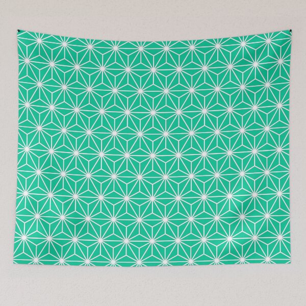 Item preview, Caribbean Green White Asanoha - Japanese Traditional Pattern designed and sold by KinitaDesign.