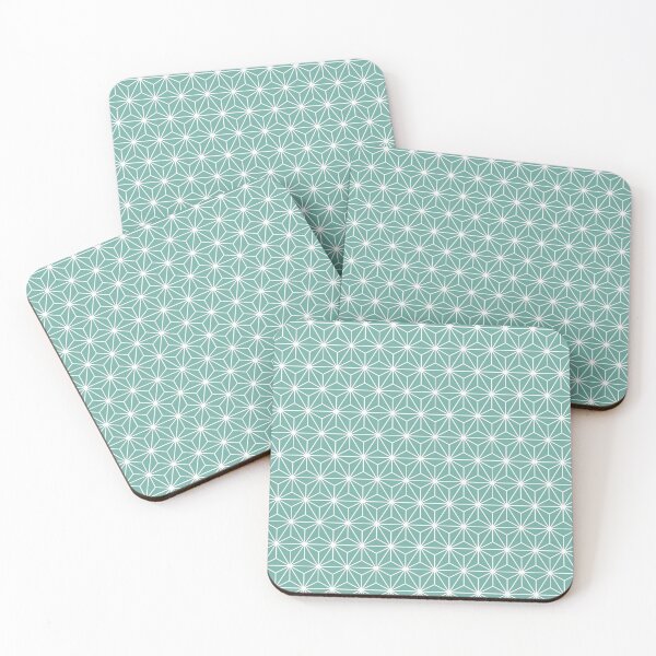 Item preview, Green Sheen Green White Asanoha - Japanese Traditional Pattern designed and sold by KinitaDesign.