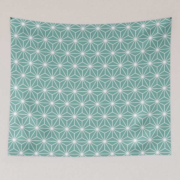 Item preview, Green Sheen Green White Asanoha - Japanese Traditional Pattern designed and sold by KinitaDesign.