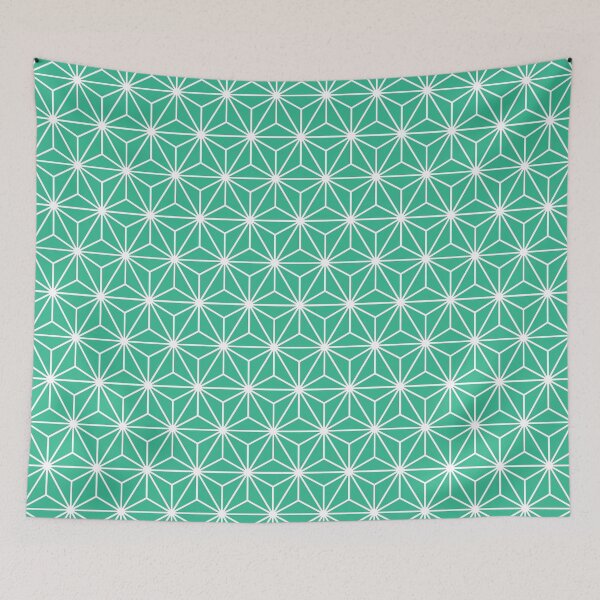 Item preview, Mountain Meadow Green White Asanoha - Japanese Traditional Pattern designed and sold by KinitaDesign.