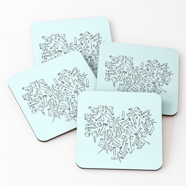 Item preview, Lab glassware, heart--black on light background (blue) designed and sold by Itinlea.